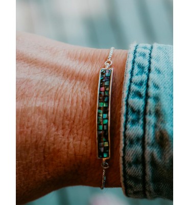 bracelet abalone argent, ajustable, sathyne bijoux