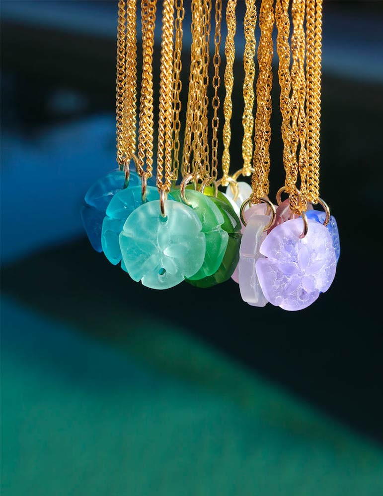 Pendentif Dollar des Sables en verre dépoli par Sathyne