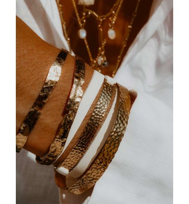 bracelet en cuir blanc, sathyne bijoux