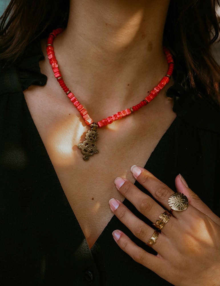 collier croix ethnique - sathyne bijoux