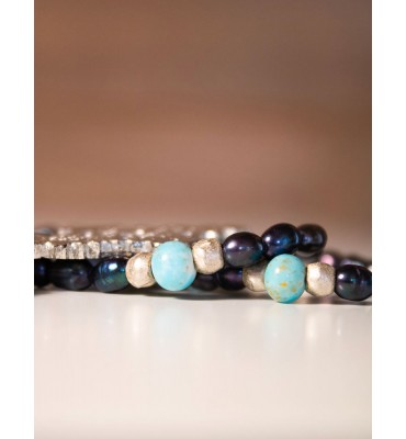 collier ethnique perles bleues sathyne bijoux
