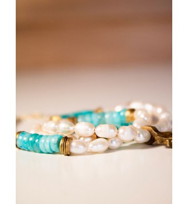 collier ethnique perle amazonite sathyne bijoux