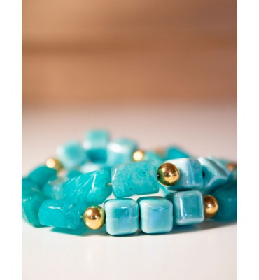 collier ethnique bleu amazonite bijoux sathyne