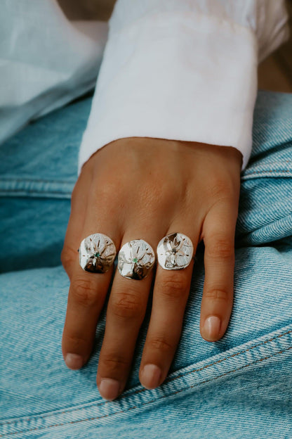 bague argent rhodie dollar des sables sathyne