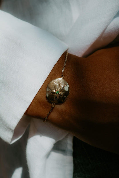 bracelet dollar des sables or emeraude sathyne