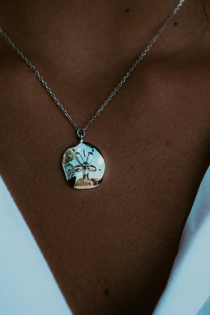 collier argent rhodie dollar des sables sathyne