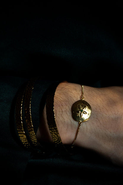 dollar des sables or bracelet emeraude sathyne